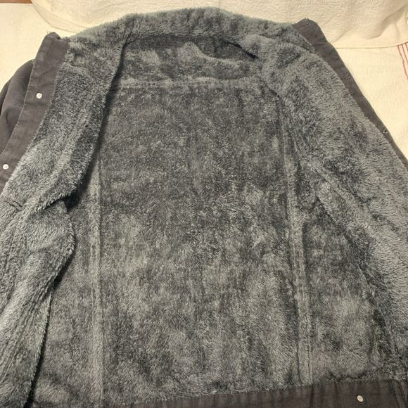 Black Denim Jean Jacket Fur Lined Small Medium Mens - Picture 3 of 5